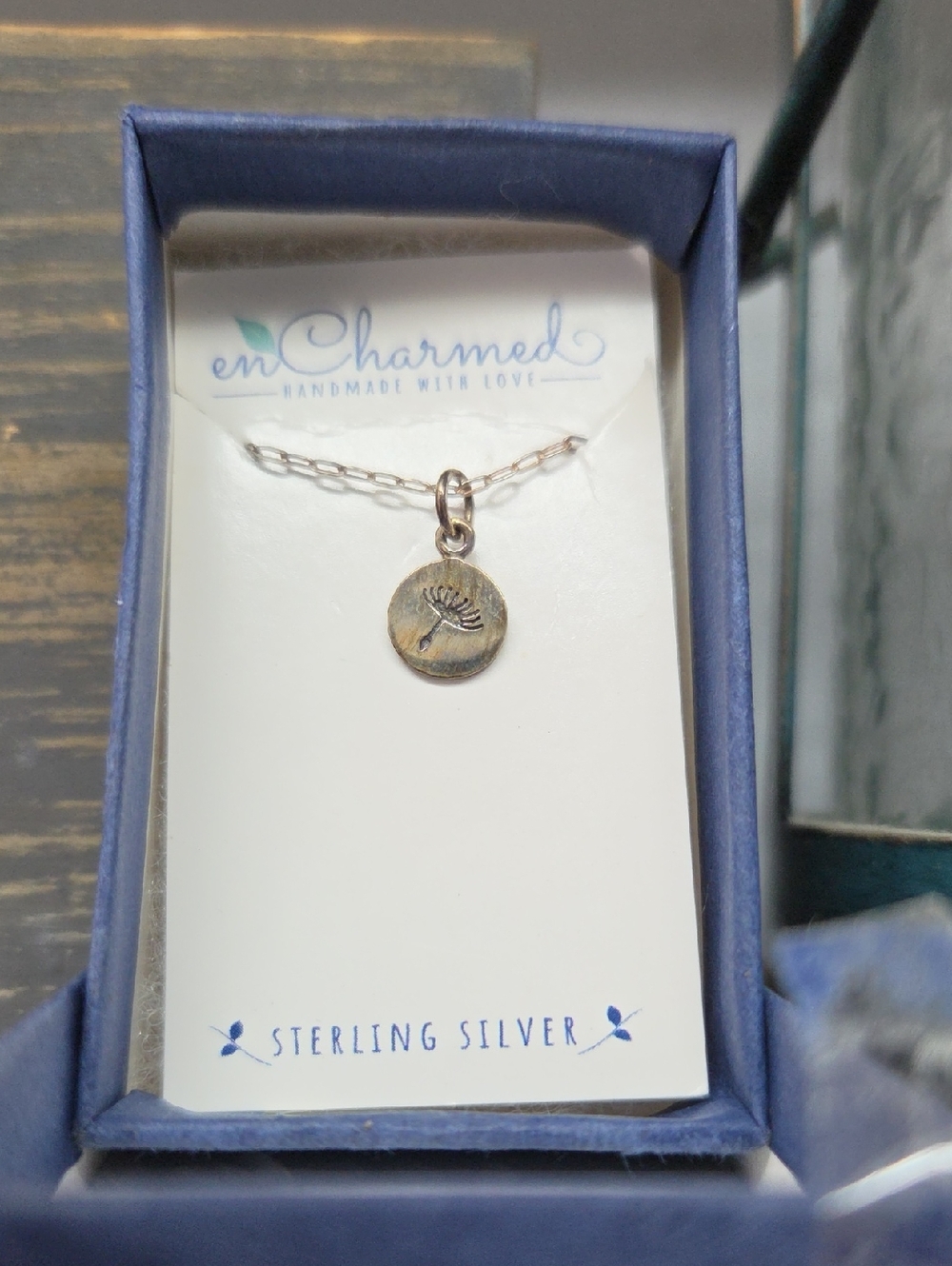 New en Charmed 925 Sterling Silver Dandelion Disc Necklace - Silver